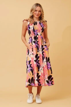 MAVIS LEAF PRINT MIDI DRESS -Femme Connection Sales a6d7a6a592b371465b4fdb5d41bc022b