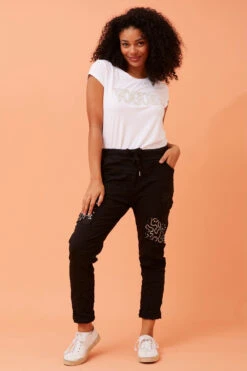 JANJA SEQUIN PATCHWORK PRINT JOGGERS -Femme Connection Sales a8eaad858ff9f3c15a7cfa5799db8f02