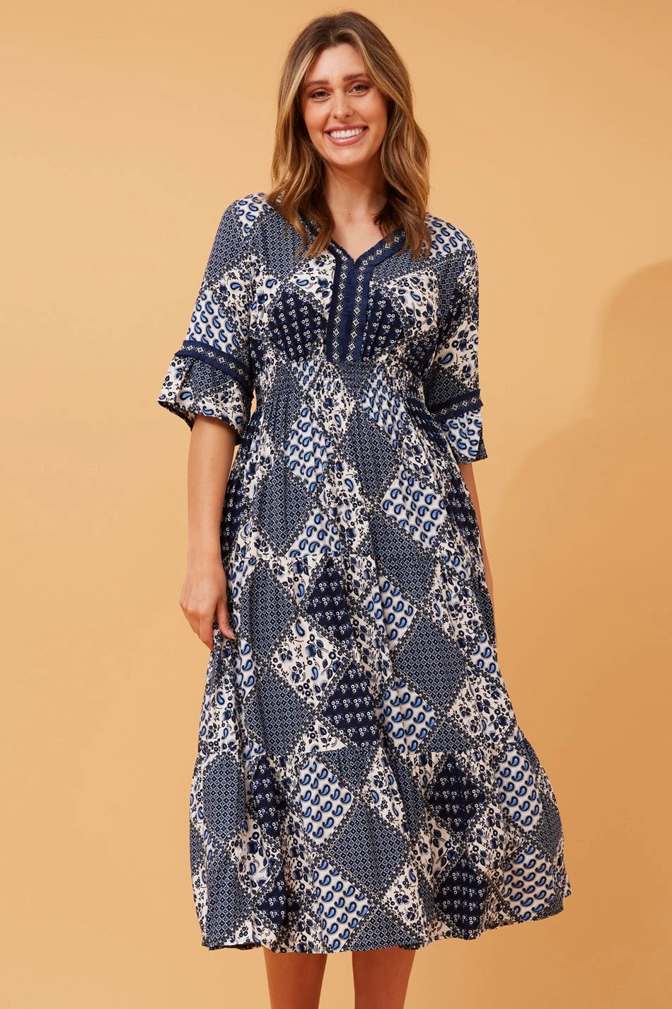 GILMA PATCHWORK BOHO MIDI DRESS 5 GILMA PATCHWORK BOHO MIDI DRESS - Image 3