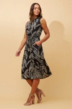 FILOMENA LEAF PRINT MIDI DRESS -Femme Connection Sales a9dcb973a35f340eedd8c5a5865fad86