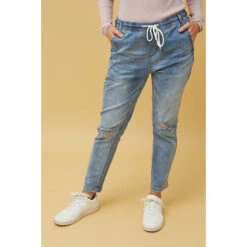 DISTRESSED DENIM JOGGER -Femme Connection Sales adb53a73e4ce1678b22241dce1ce266b