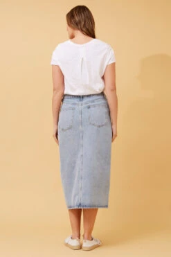NAT DENIM MIDI SKIRT -Femme Connection Sales ae94663915ff78bef93f1c6ee7e3616a