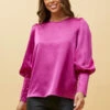 DOM BALLOON SLEEVE SATIN BLOUSE -Femme Connection Sales ae95a7c7a25fe1257a564e23734b12c6