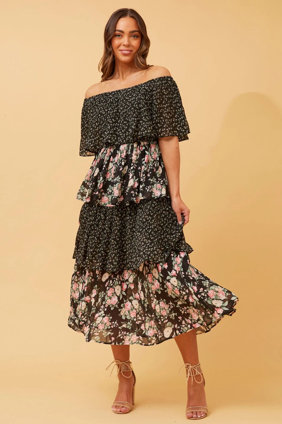 SAMARA TIERED PLEATED FLORAL DRESS 5 SAMARA TIERED PLEATED FLORAL DRESS - Image 3