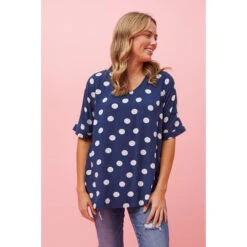 KENDRA POLKA DOT BUTTON DETAIL TOP -Femme Connection Sales aff09d456e76a6a95ab0e7771546084f