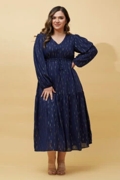 CRYSTELLE GOLD FOIL PRINT MAXI DRESS -Femme Connection Sales b0e09f2ea45a6a7341f5c7e6b1033ced