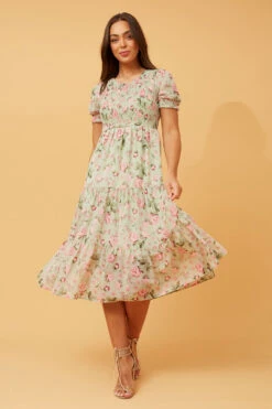 MERRY PUFF SLEEVE FLORAL DRESS -Femme Connection Sales b119a96fd1b6c3a7c190f48f3314e7d2