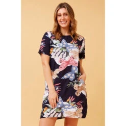 PIPPA BUTTERFLY PRINT DRESS -Femme Connection Sales b199c0a8558695910d7de0f7bc56ed54