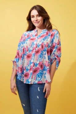 FLORAL PLEATED BLOUSE -Femme Connection Sales b2022d0ea224e4df7b5b02104f215ebd