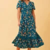 SOLANA FLORAL BOHO MIDI DRESS