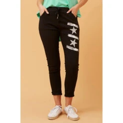 JANJA SEQUIN STAR PRINT JOGGERS -Femme Connection Sales b22723997db577aba187df20b461c7bd