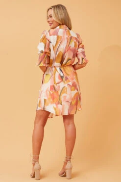 LOTUS ABSTRACT PRINT SHIRT DRESS -Femme Connection Sales b242f1aae83bf8124a6a5aed996b2f71