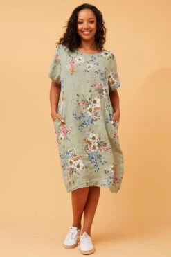 ANTONELLA FLORAL LINEN MIDI DRESS -Femme Connection Sales b3a9f57c361a072a0647e1d80820aeb1