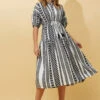 SHREYA JACQUARD PRINT MIDI DRESS -Femme Connection Sales b3acfeaf55392c810602e9c96074743e