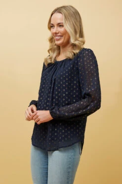 PHYLLIS GOLD FOIL POLKA DOT TOP -Femme Connection Sales b3de837adbcee7db0d49e57c28b96709