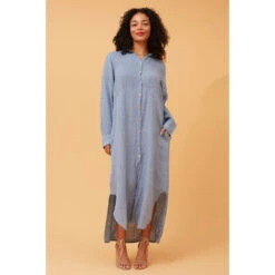 KIMMY BUTTON FRONT LINEN SHIRT DRESS -Femme Connection Sales b3f2b57294cd7c822525e5a5ff92bf76