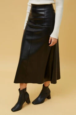 AUBREE VEGAN LEATHER MAXI SKIRT -Femme Connection Sales b4214ecaf56ccd66b5694f0d538dc200