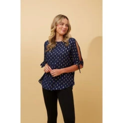 COLD SHOULDER FOIL PRINT BLOUSE -Femme Connection Sales b4ba0d83ecc1d81668c16438c4da1c82