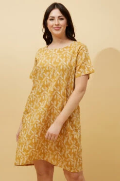 VINE LEAF PRINT SHIFT DRESS