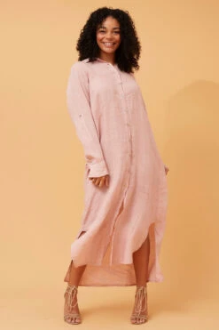 KIMMY BUTTON FRONT LINEN SHIRT DRESS -Femme Connection Sales b589e2f64a91a47026062455027539b1