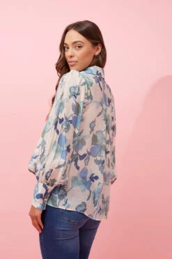 BELLE LONG BALLOON SLEEVE FLORAL SHIRT -Femme Connection Sales b684d523a91019b1ee09780a6cd8a002