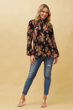 PETA FLORAL PLEATED BLOUSE -Femme Connection Sales b68b60545042c18d42eea7ff9142d4df