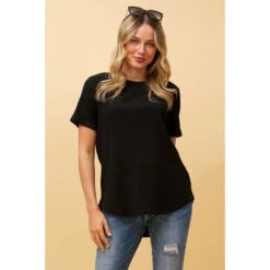 MISTY SHORT SLEEVE TEXTURED TOP -Femme Connection Sales b9aa439a28868ae15d7c25217e1d2fd3
