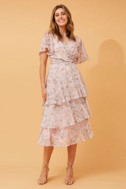 WINDSOR FLORAL RUFFLE LAYERED DRESS -Femme Connection Sales bc2dc96754c8be5762d6a4c425636b50