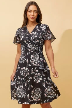 SILVANIA FLORAL WRAP SHORT DRESS -Femme Connection Sales bd9d3032a10895338b2d47edf0edf82c