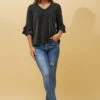 TAZIM DOUBLE FRILL SLEEVE RIBBED GLITTER TOP -Femme Connection Sales bdd261caad5103f4b0de08f87e9c02c4