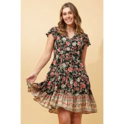 CHLOE FLORAL SHORT DRESS -Femme Connection Sales bdf3276b6e5fb59a620a2e3cc1e66e0d