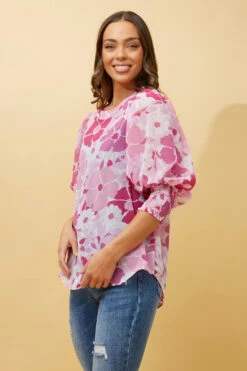 ELEGANT FLORAL BALLOON SLEEVE BLOUSE 16 ELEGANT FLORAL BALLOON SLEEVE BLOUSE -Femme Connection Sales bec473b3b8f8848b35017ce8ece54e15