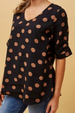 KENDRA POLKA DOT BUTTON DETAIL TOP -Femme Connection Sales c09d62932a815d89a5e16d755f4ac06c