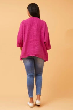 ZONYA SEQUIN PATCH LINEN TOP -Femme Connection Sales c0e0b87bf8f2ac0f31f202206df3fd65