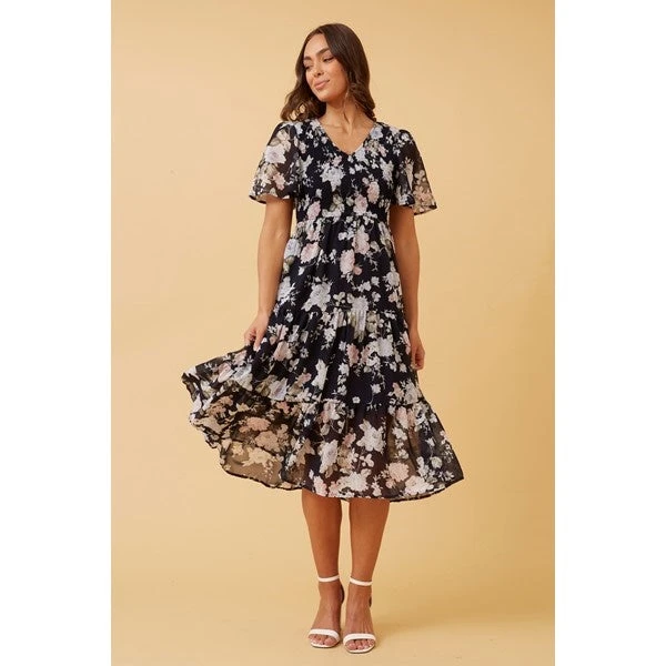 MARSHA FLORAL SHIRRED MIDI DRESS 9 MARSHA FLORAL SHIRRED MIDI DRESS - Image 7