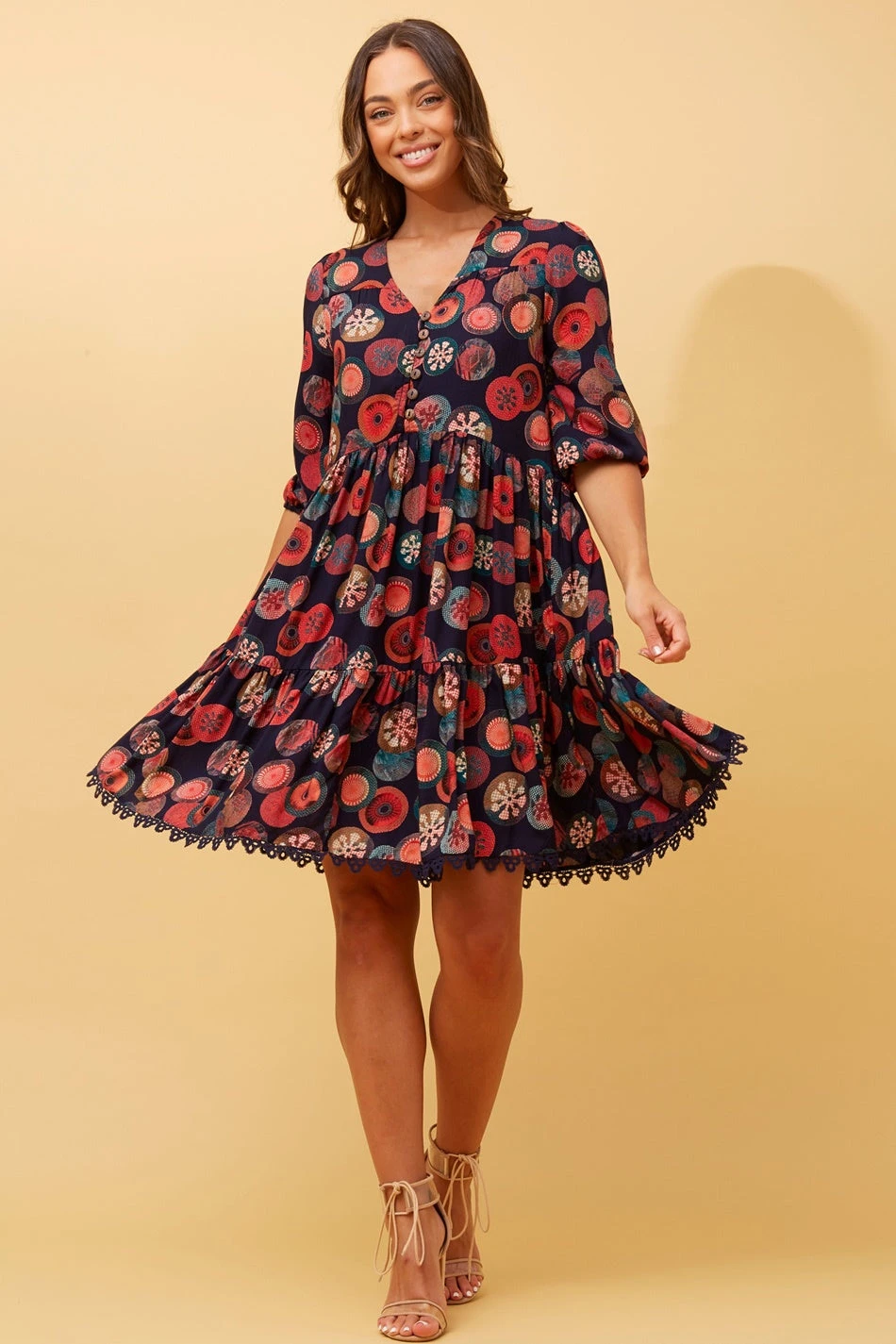 ARRAN ABSTRACT BOHO BABYDOLL DRESS 6 ARRAN ABSTRACT BOHO BABYDOLL DRESS - Image 4