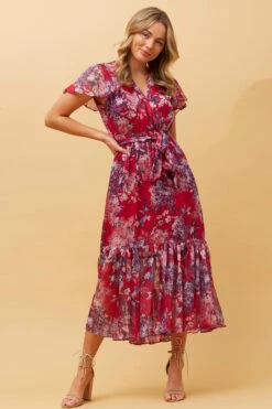 DAWN FLORAL TIERED MIDI DRESS -Femme Connection Sales c2b11582d9b4ecefc63b78ad19f6247f