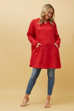 SILVAVA HOODED LINEN TUNIC TOP -Femme Connection Sales c31de0b1a8fa47cb89e4d1a1803239fc