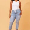 DISTRESSED DENIM JOGGER -Femme Connection Sales c3558defb6ffbc86e647e9d50c5decee