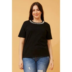ELBA EMBELLISHED NECK TOP -Femme Connection Sales c3b9d5af9da6fc23b89b503d28cda2fe