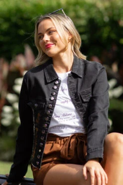 GERALDA FOIL PRINT DENIM JACKET