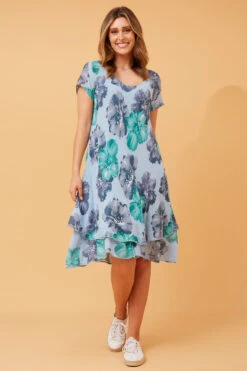 ELECTRA DOUBLE LAYER FLORAL DRESS -Femme Connection Sales c3e72c2d43717eb1165ccba95fdfeb37
