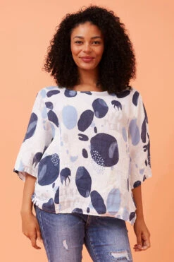 CARMELLA ABSTRACT PRINT LINEN TOP -Femme Connection Sales c3f189d6713183d33224a423d9866da5