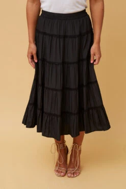 LUCIENE LACE TIERED MIDI SKIRT -Femme Connection Sales c4d8fee1cf8e938e80e38966a1e4b716