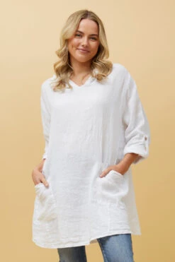 SILVAVA HOODED LINEN TUNIC TOP -Femme Connection Sales c55cb53a7ba1c0ddf720cf3725356d76
