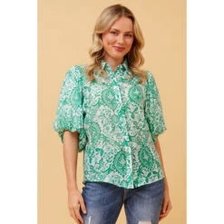 WILKIE PUFF SLEEVE BOHO SHIRT -Femme Connection Sales c719b2fb98da429fcc9f8d22221e3434