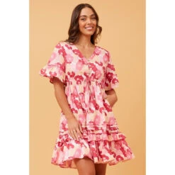 ASHWINA FLORAL SHORT DRESS -Femme Connection Sales c721072d894e8b4943f2d69868f28043