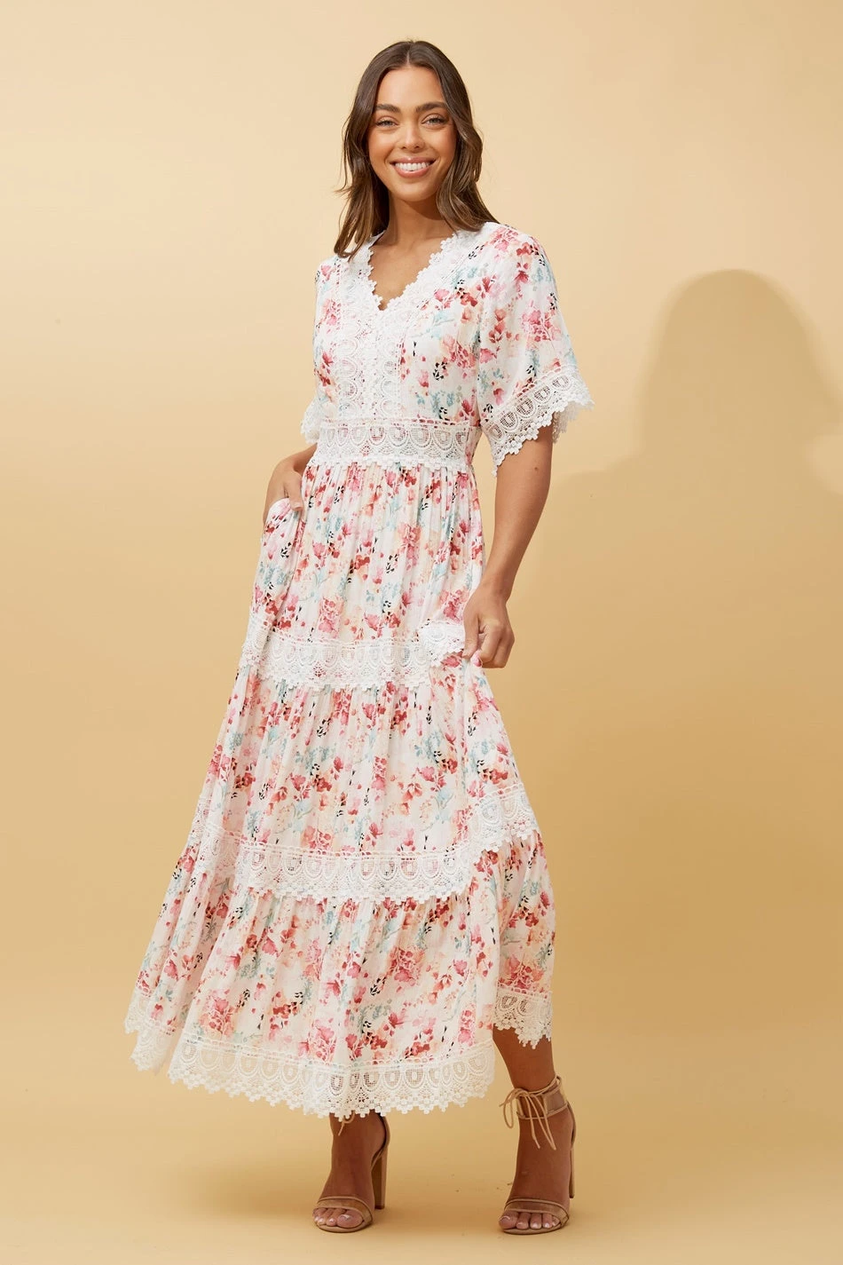 BYRON LACE TRIM FLORAL MAXI DRESS 6 BYRON LACE TRIM FLORAL MAXI DRESS - Image 4