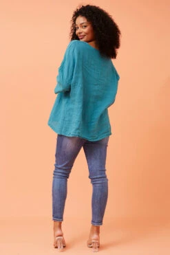 ZONYA SEQUIN PATCH LINEN TOP -Femme Connection Sales c880c22985a74ef33db4f9ad732af9b5