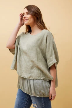 GIANA OVERSIZED DOUBLE LAYERED LINEN TOP -Femme Connection Sales c913361dbcc6d550c8995678a0c625be